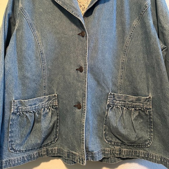 VINTAGE '90s Out of the Blue by J. Jill Boho Button-Up Denim Jean Jacket Size 3X - Picture 4 of 16